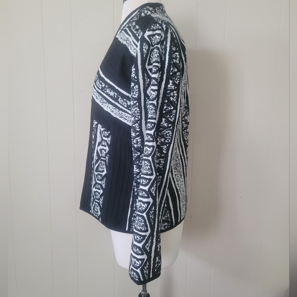 Chico's Size 0 Jacket/ Coat Black & White Multi Pattern - Picture 2 of 4